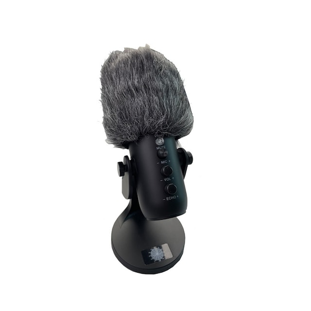 Fluffy elastisk vindtæt mikrofoncover til Blue Yeti-mikrofon Sort