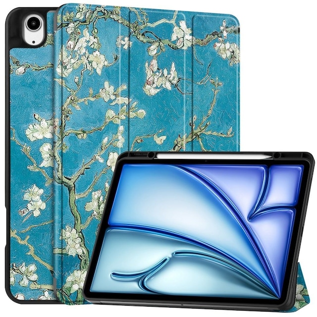 Til iPad Air 13 (2024) Etui Tre-fold Stativ Tablet Cover med Pen Holder - Blossom