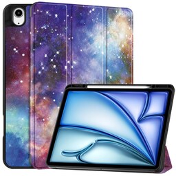 Til iPad Air 13 (2024) Etui Tre-fold Stativ Tablet Cover med Pen Holder - Galaxy