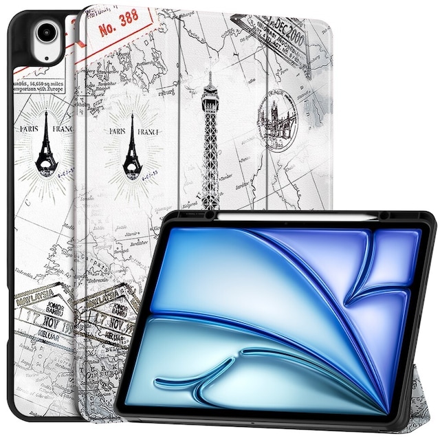 Til iPad Air 13 (2024) Etui Tre-fold Stativ Tablet Cover med Pen Holder - Tower