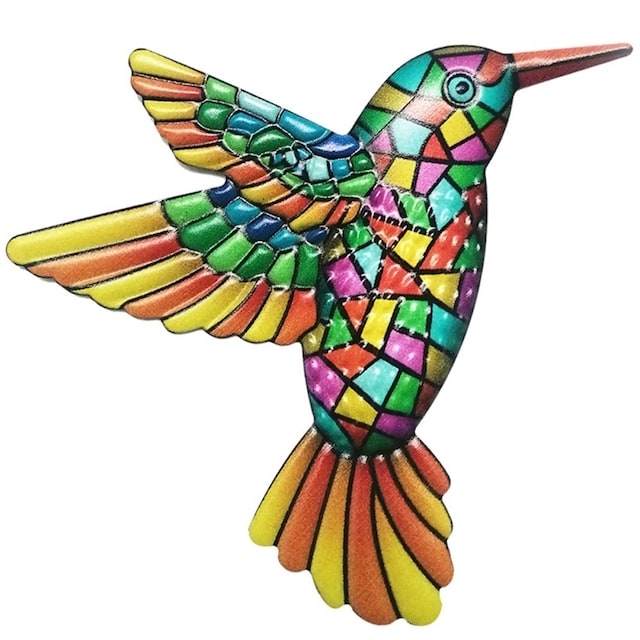 Fugl Hummingbird Vægskilt Have Ornament 12x13,5cm - Orange
