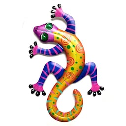 Gecko Lizard Vægskilt Have Ornament 14x21,8x0,8cm - Gul