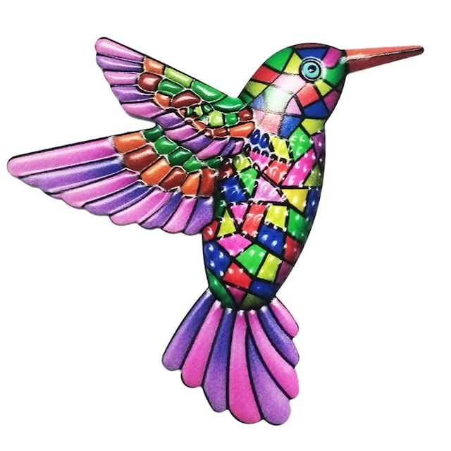 Fugl Hummingbird Vægskilt Have Ornament 12x13,5cm - Lilla