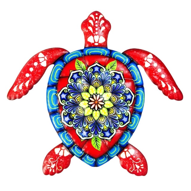 Skildpadde jern Vægskilt Have Ornament 21,5x20cm - Rød