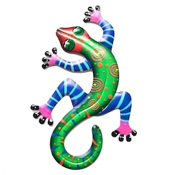 Gecko Lizard Vægskilt Have Ornament 14x21,8x0,8cm - Grøn