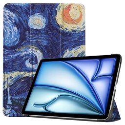 Til iPad Air 11 (2024) Etui Tre-fold Stativ Tablet Cover - Painting