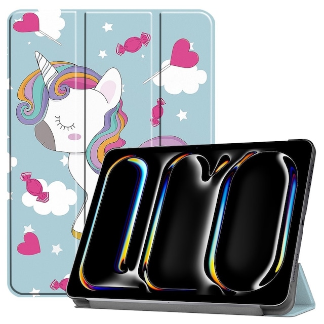 Til iPad Pro 11 (2024) Etui Tre-fold Stativ Tablet Cover - Unicorn