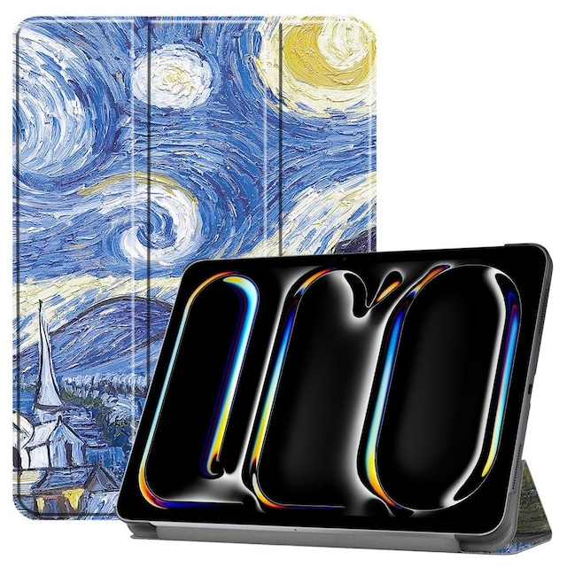 Til iPad Pro 11 (2024) Etui Tre-fold Stativ Tablet Cover - Painting