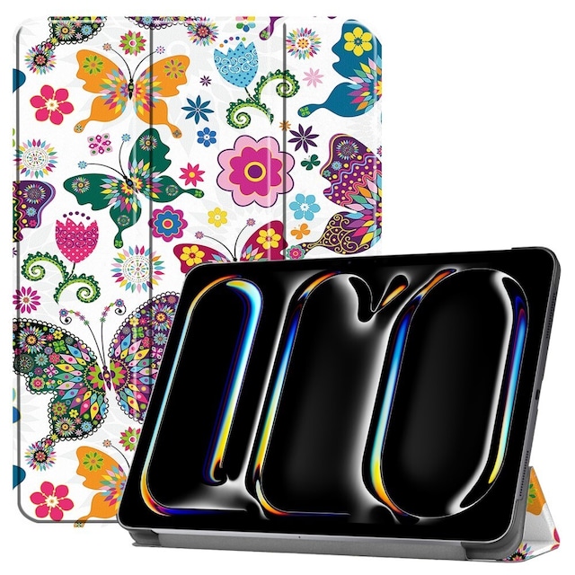 Til iPad Pro 11 (2024) Etui Tre-fold Stativ Tablet Cover - Butterflies