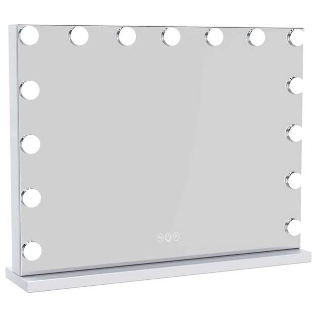 UNIQ XL Hollywood Vanity Spejl med 15 LED pærer og touch funktion - Hvid