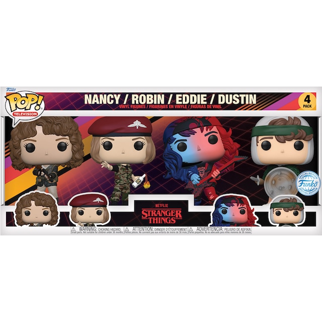 Funko Stanger Things actionfigurer (Nancy, Robin, Eddie & Dustin)