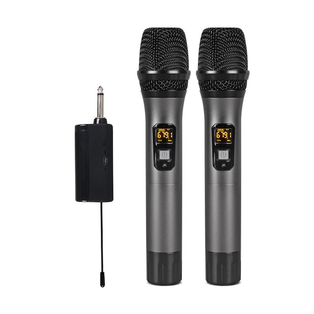 2 trådløse mikrofoner Bluetooth Reverb med Android port kabel MultiColor