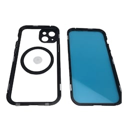 Dobbeltsidet HD-telefontaske med spænde med linsebeskytter, kompatibel med iPhone Sort iPhone 14