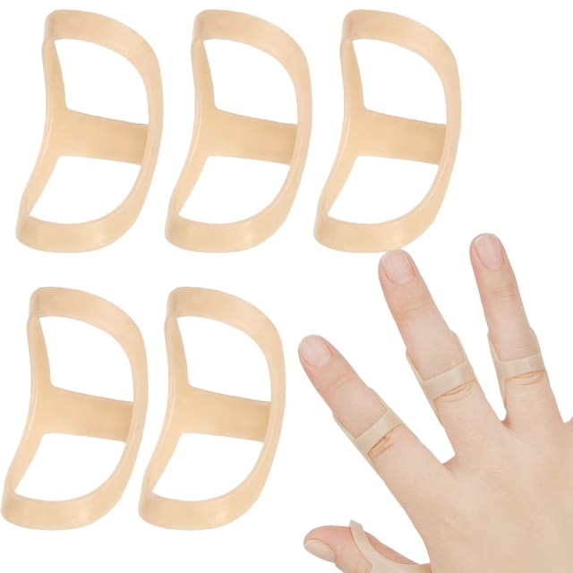 5 Pack Finger Splint Finger Support Finger Straightener Brace Beige Size 6+7+8+9+10