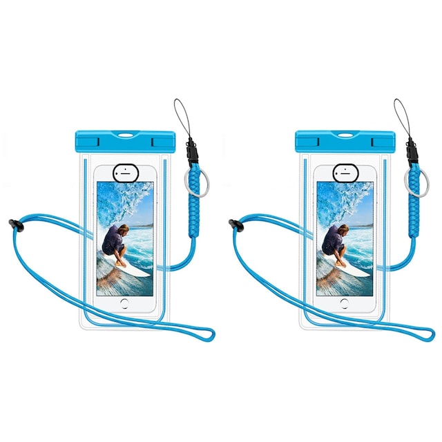 Vandtæt mobiltaske til smartphone - universal - blå 2-pak