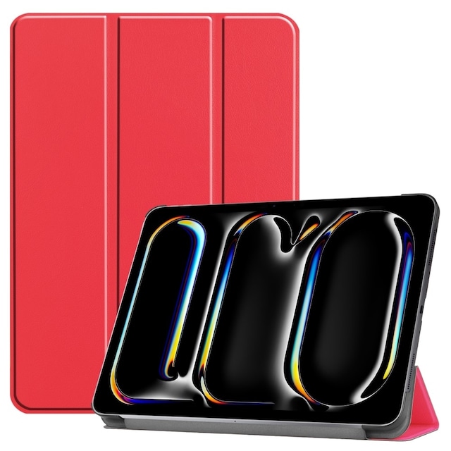 Til iPad Pro 11 (2024) Etui Tre-fold Stativ Tablet Cover - Rød