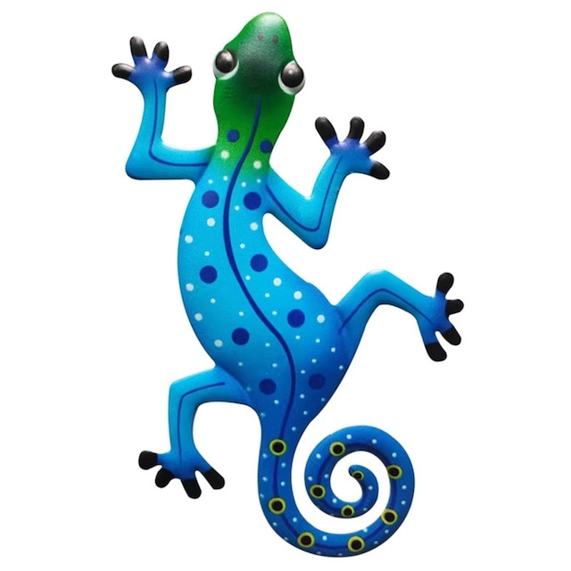 Gecko Ödla Väggdekor Trädgård prydnad 13x22cm - Lyseblå