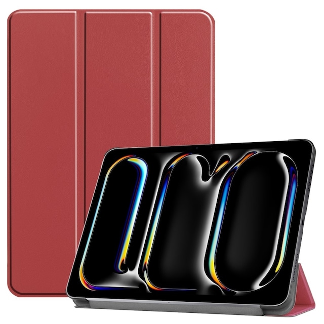 Til iPad Pro 11 (2024) Etui Tre-fold Stativ Tablet Cover - Vinrød