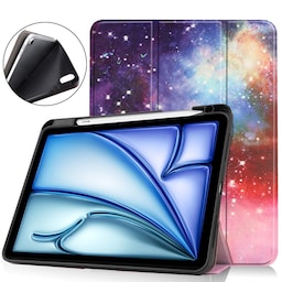 Til iPad Air 11 (2024) Etui Tre-fold Stativ Tablet Cover med Pen Holder - Galaxy