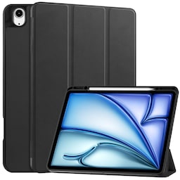 Til iPad Air 13 (2024) Etui Tre-fold Stativ Tablet Cover med Pen Holder - Sort