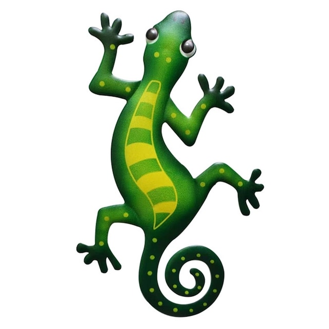Gecko Ödla Väggdekor Trädgård prydnad 13x22cm - Grøn