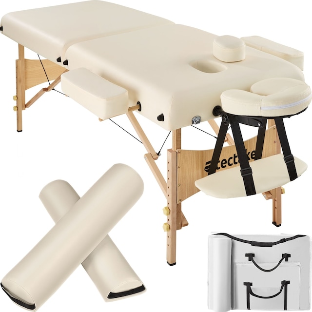 Massagebriks med 2 zoner, 7,5cm polstring + ruller - beige