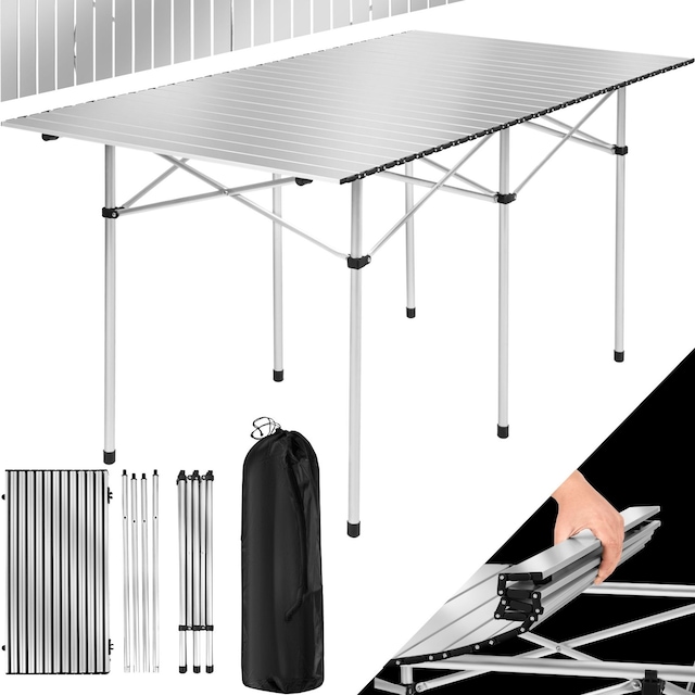 Campingbord Aluminium 140x70x70 cm foldbar - grå