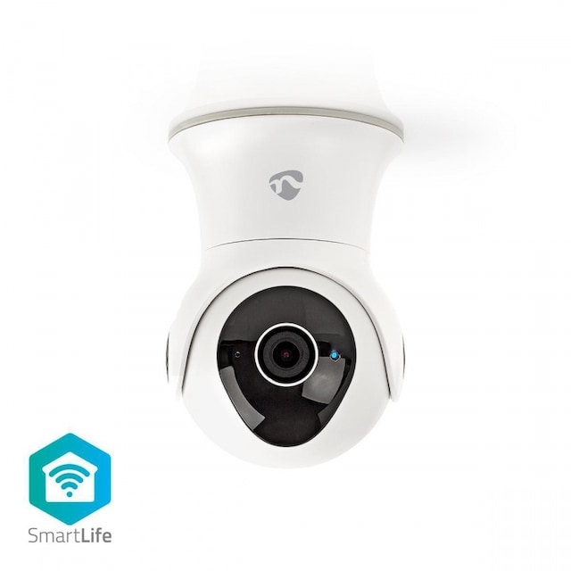Nedis SmartLife udendørskamera | Wi-Fi | Full HD 1080p | Pan tilt | IP65 | Cloud Storage (mulighed) / Internal 16GB | 12 V DC | Med bevægelsessensor | Nattesyn | Hvid