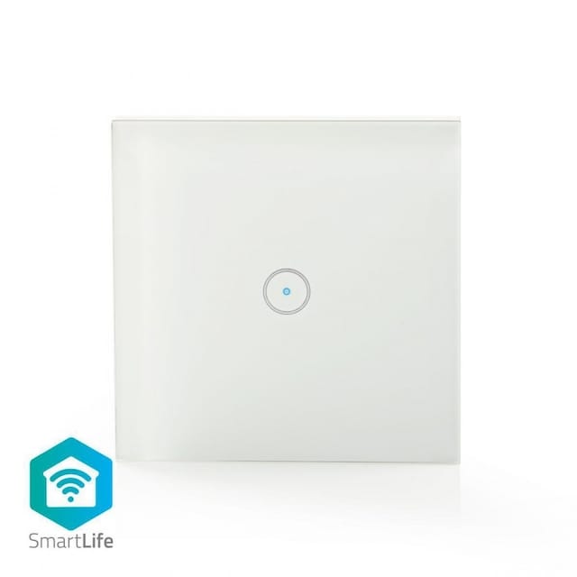 Nedis SmartLife Vægkontakt | Wi-Fi | Enkelt | Vægbeslag | 1000 W | Android™ / IOS | Glas | Hvid