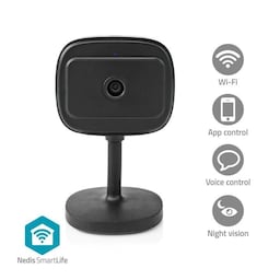 Nedis SmartLife Indendørs Kamera | Wi-Fi | Full HD 1080p | Pan tilt | Cloud Storage (mulighed) / microSD (ikke inkluderet) / Onvif | Med bevægelsessensor | Nattesyn | Sort