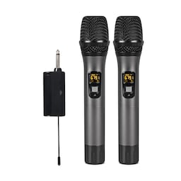 2 trådløse mikrofoner Bluetooth Reverb med Android port kabel Sort