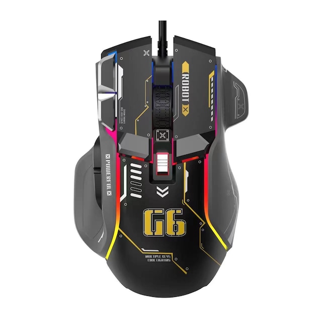 Gamingmus, 12 RGB-belysning, 6 justerbare DPI, 7000 opdateringshastighed, ergonomisk Sort