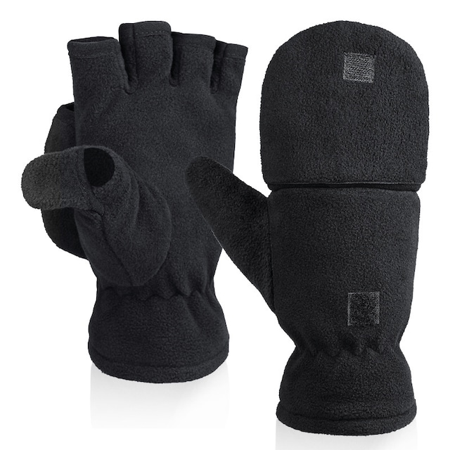 Flip-up polar fleece handsker uden fingre XL