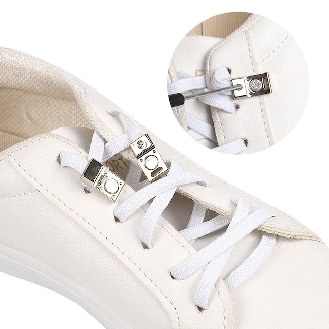 Elastic No Tie Snørebånd til Sneakers, Magnetic Shoes Strings Hvid