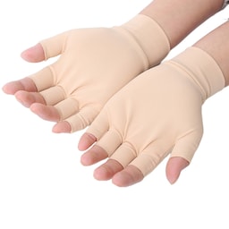 1 par kompressions-halvfingerhandsker til fingre og håndsmertelindring Beige