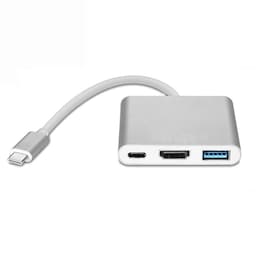USB-C Multiport-adapter til USB, USB-C (USB PD), 4K HDMI-kompatibel sølv