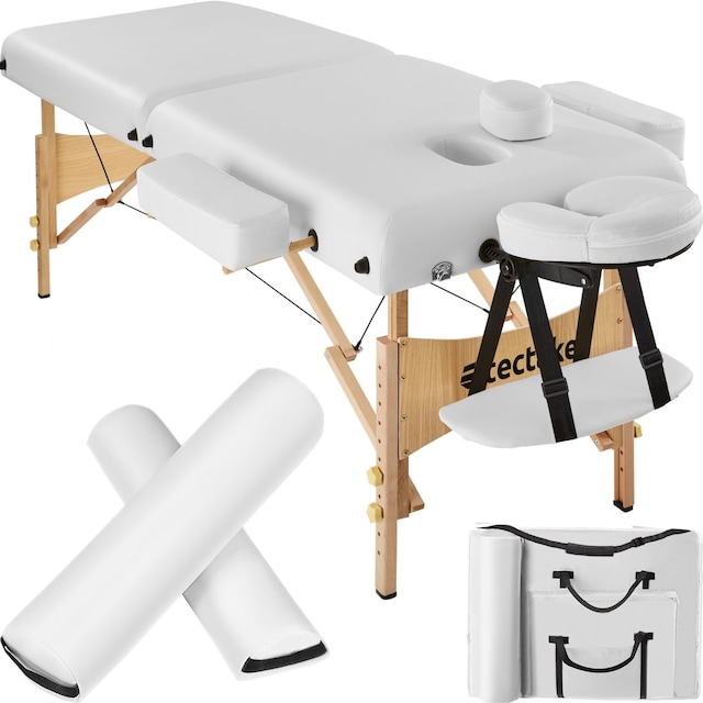 Massagebriks med 2 zoner, 7,5cm polstring + ruller - hvid