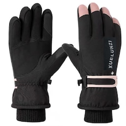 Varme handsker til vinter og ski med touch-skærm- fingre til kvinder Sort