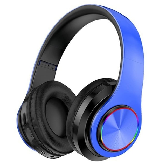 Hifi Wireless On-Ear Headset Bluetooth-hovedtelefoner - Sort+blå