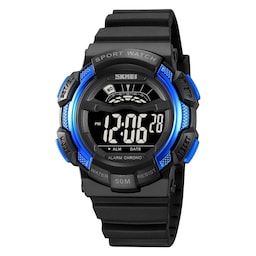SKMEI 50m vandtæt armbåndsur - Sort+blå/sort urskive