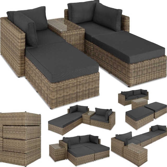Polyrattan loungesæt med aluminiumstel San Domino - natur