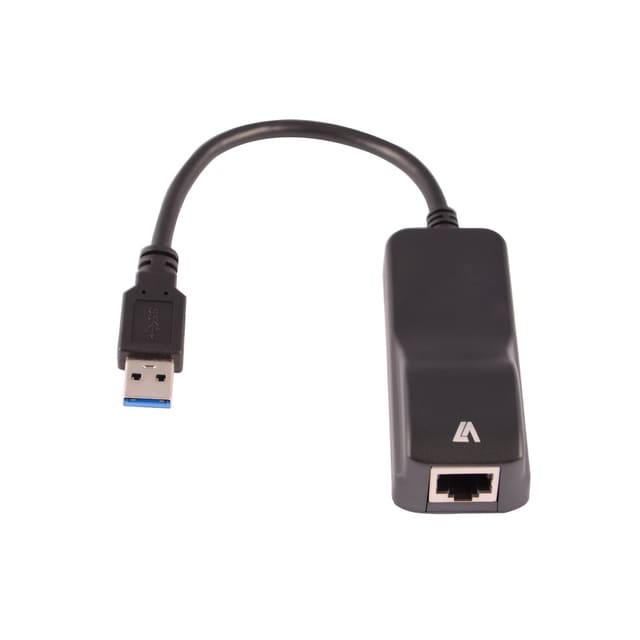 V7 CBLUSB3RJ-1E, 1x USB 3.0, 1x RJ45, Sort