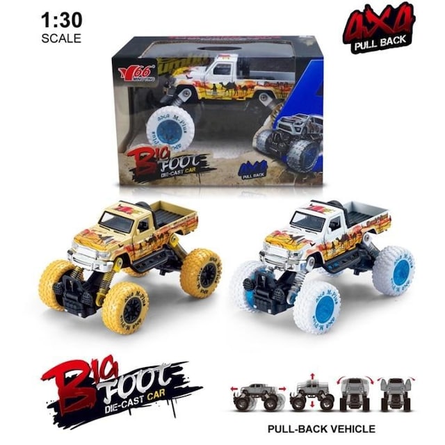 Pull-back 4x4 monstertruck i skala 1:30