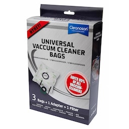 Cleanosan Universal 3-pak støvsugerposer + adapter