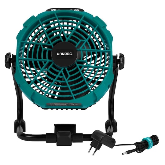 VONROC Trådløs ventilator 20V - Hybrid | Inkl. AC adapter - inkl.  4.0Ah batteri og oplader