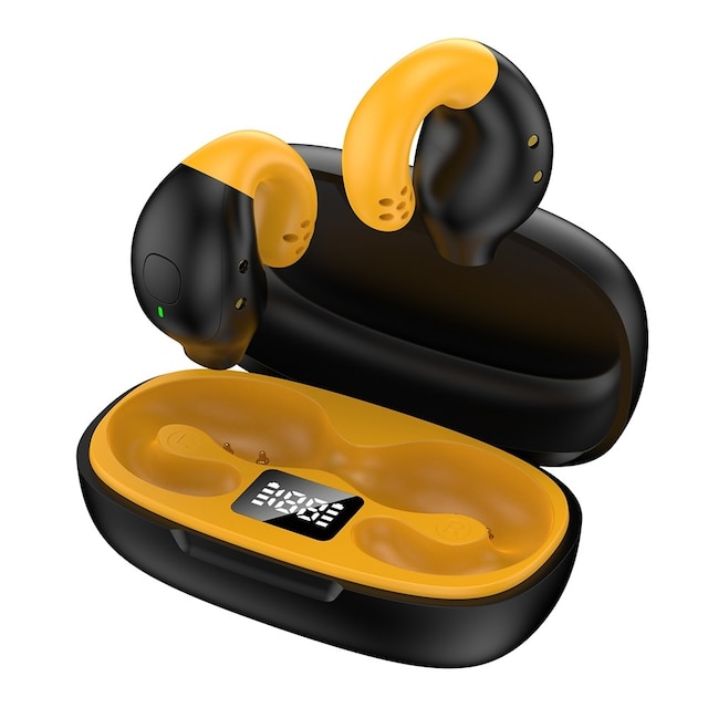 Delfin Ear Clip-hovedtelefoner HiFi Bluetooth-øretelefoner - Sort+Gul