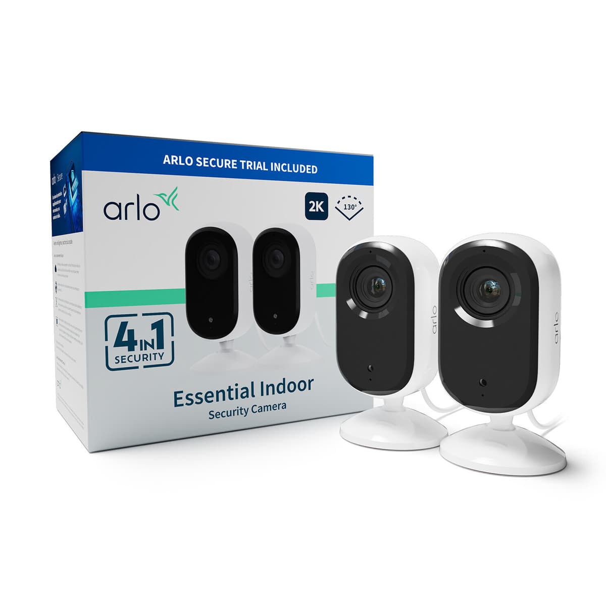 Arlo Essential 2K Indendørs sikkerhedskamera (2-pakke)