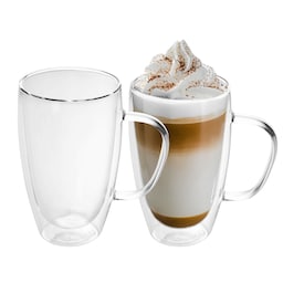 2x Kaffekop Krus Termoglas 400-500ml Tekop Kaffeglas