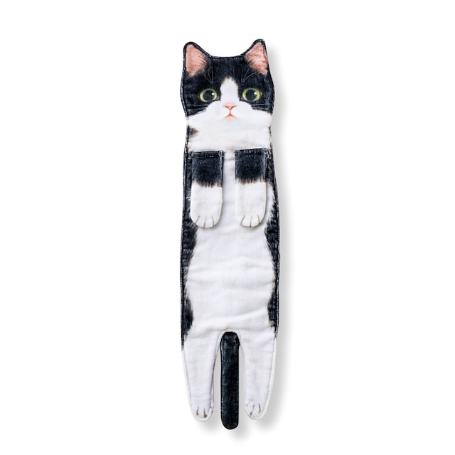 Sjove kattehåndklæder til køkkenindretning til badeværelset Sort + Hvid