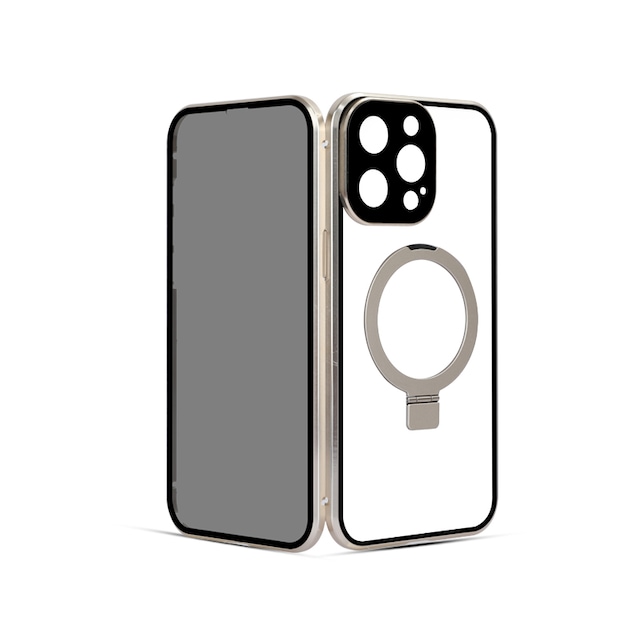 Privacy Magnetic Case med Stander til iPhone Champagne iPhone 15